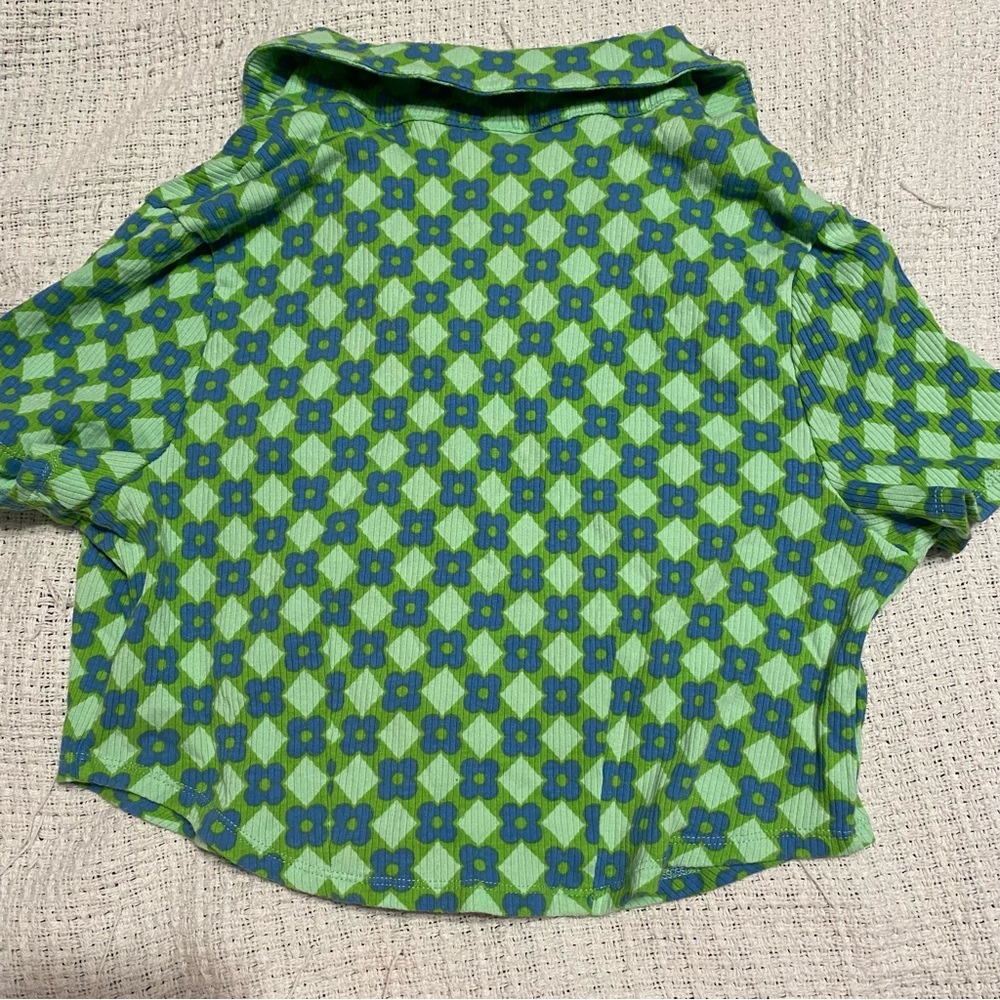 Wild Fable Green Button Up Collared Crop Top Large - Picture 5 of 5